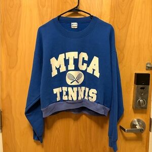 Gildan Blue Women's Cropped Sweatshirt